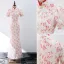 Style Chinois En Dentelle Rouge Robe De Soirée 2022 Trompette / Sirène Col Haut Perle Manches Courtes Longue Soirée Robe De Ceremonie