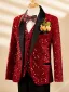 Fall Winter Red Long Sleeve Sequins 6-piece Boys Wedding Suits 2025 Body Jewellery Coat Pants Shirt Tie Vest