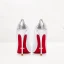Sexig Silver Läder Röd Sula Afton Pumps 2023 12 cm Stilettklackar Spetsiga Pumps Högklackade