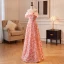 Charmant Pink Pailletten Spitze Blumen Abendkleider 2023 A Linie Off Shoulder Ärmellos Rückenfreies Lange Abend Festliche Kleider