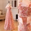 Charmant Pink Pailletten Spitze Blumen Abendkleider 2023 A Linie Off Shoulder Ärmellos Rückenfreies Lange Abend Festliche Kleider