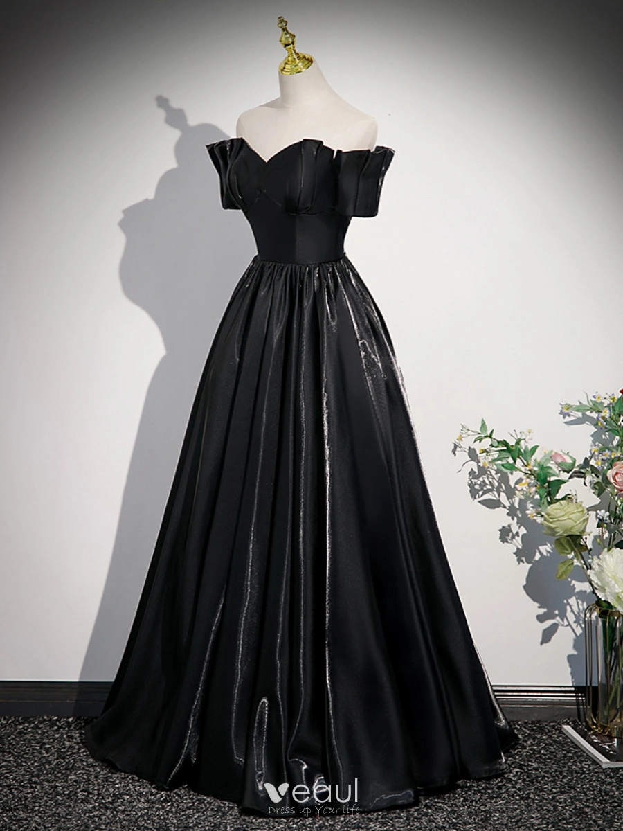 Black Long Sleeves Lace Elegant Modest Prom Dress, A-Line Ball Gown We –  SposaBridal
