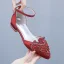 Chic / Beautiful Dark Green Rhinestone Prom Flat Womens Shoes Womens Sandals 2024 Ankle Strap Pointed Toe Sandals