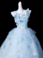 Fée Des Fleurs Bleu Ciel Perle Appliques Robe De Bal 2026 Robe Boule Encolure Carrée Sans Manches Dos Nu