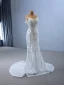Luxe Blanche Fait main Perlage Perle Faux Diamant Paillettes Robe De Mariée 2024 Trompette / Sirène Bustier Sans Manches Dos Nu Train De Balayage Mariage