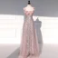 Charmant Rougissant Rose Paillettes Appliques Robe De Soirée 2023 Princesse Bretelles Spaghetti Sans Manches Dos Nu Longue Soirée Robe De Ceremonie