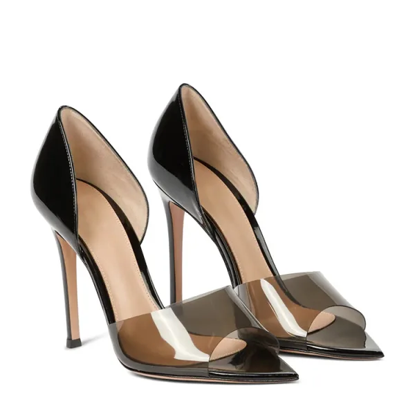 Schöne Schwarz Abend Sandalen Damen 2022 11 cm Stilettos Peeptoes Sandaletten Hochhackige