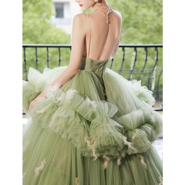 sage green prom dresses 2022 Sage Sheath Halter Sequined Long Prom Dresses With Floral Appliques Sage Green / 0