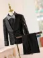 Scintillantes Noire Anniversaire 5 pièces Manches Longues Paillettes Costume Garçon Mariage 2026 Manteau Pantalon Chemise Cravate Gilet