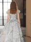 Fashion Sky Blue Feather Prom Dresses 2023 A-Line / Princess Off-The-Shoulder Short Sleeve Backless Floor-Length / Long Prom Formal Dresses
