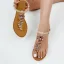 Böhmen Himmelblau Sommer Strand Strass Sandalen Damen 2023 T-Riemen Peeptoes Flache Sandaletten