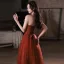 Charming Burgundy Bow Strapless Evening Dresses 2022 A-Line / Princess Sleeveless Backless Floor-Length / Long Evening Party Formal Dresses