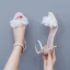 Simple Blanche Appliques Chaussure De Mariée 2024 Bride Cheville 5 cm Talons Aiguilles Peep Toes / Bout Ouvert Mariage Talons Hauts