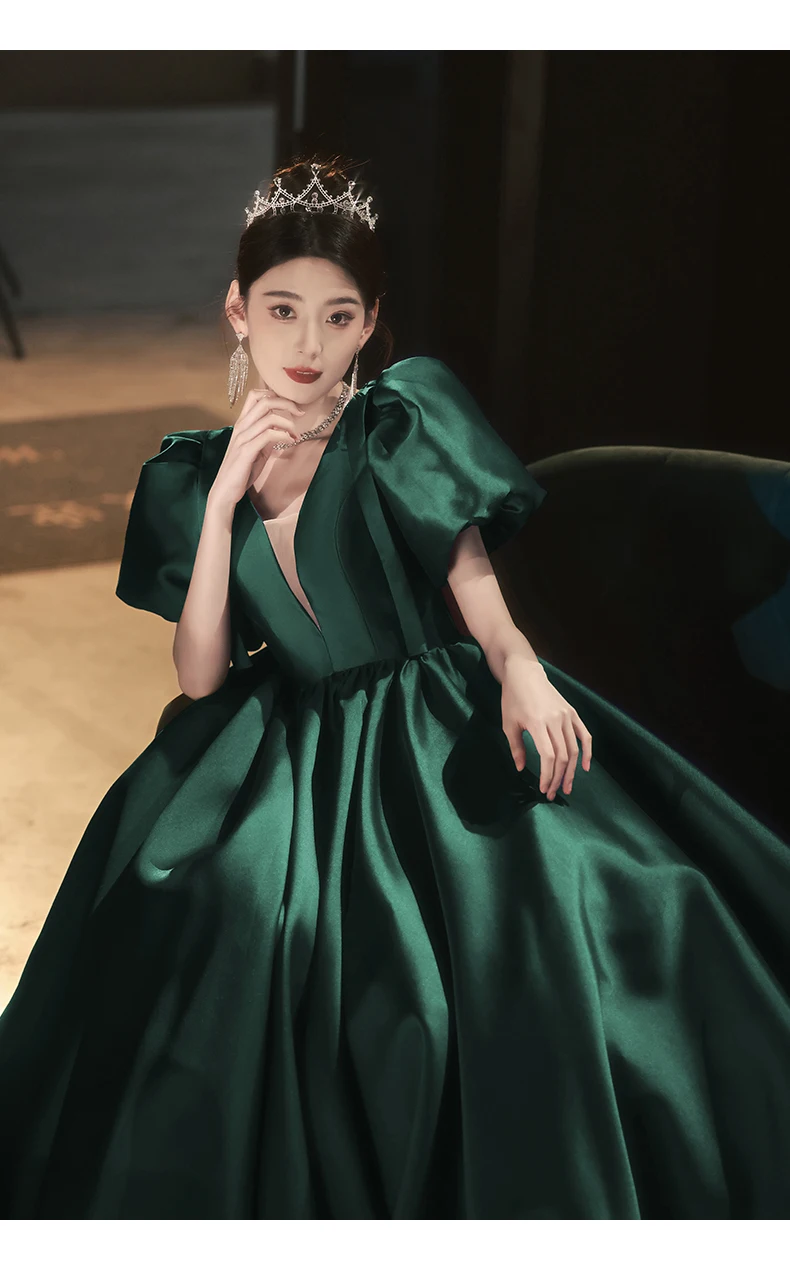 green emerald velvet dress Backless Emerald Green Prom Dress with 3-D Flowers Emerald / 00 main image 1