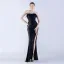 Sexy Black Sequins Evening Dresses 2024 Trumpet / Mermaid Strapless Tassel Sleeveless Backless Floor-Length / Long Evening Party Formal Dresses