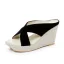 Fashion Black Beach Street Wear Pierced Womens Sandals 2024 9 cm Wedges Open / Peep Toe Sandals High Heels