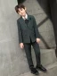 Ink Blue Plaid Long Sleeve Boys Wedding Suits 6-piece 2022 Body Jewellery Coat Pants Shirt Tie Vest
