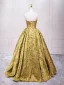 Vintage / Retro Gold Printing Prom Dresses 2025 Ball Gown Strapless Sleeveless Backless Floor-Length / Long Prom Formal Dresses