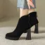 Piękne Brązowy Spadek Zima Przypadkowy Zamszowe Kozaki Damskie 2024 Skórzany 10 cm Blokowe Obcasy Szpiczaste Boots