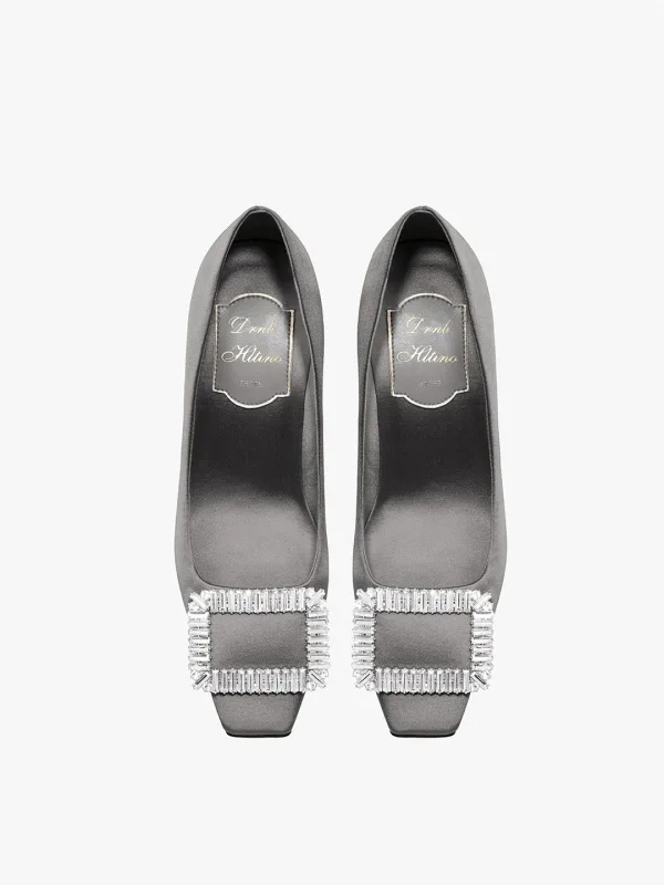 Eenvoudige Grijs Kantoor OL Rhinestone Pumps 2024 10 cm Naaldhakken / Stiletto Vierkante Teen Pumps Hoge Hakken