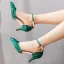 Charmant Doré Soirée Cristal Sandales Femme 2023 Bride Cheville Faux Diamant 5 cm Talons Aiguilles À Bout Pointu Sandales Talons Hauts