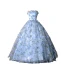 Flower Fairy Sky Blue Appliques Prom Dresses 2023 Ball Gown Strapless Sleeveless Backless Floor-Length / Long Prom Formal Dresses