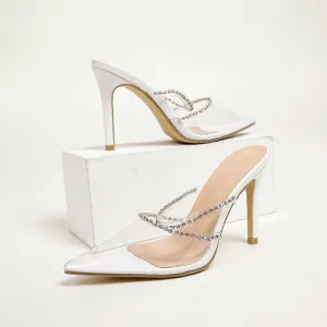 Sexy White Summer Rhinestone Evening Party Womens Sandals 2022 10 Cm Stiletto Heels Open Peep Toe Sandals High Heels