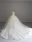 Elegant White Appliques Wedding Dresses 2025 Ball Gown Strapless Sleeveless Backless Chapel Train Wedding