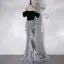 Sexy Schwarz Pailletten Abendkleider 2024 Ballkleid Off Shoulder Kurze Ärmel Rückenfreies Sweep / Pinsel Zug Abend Festliche Kleider