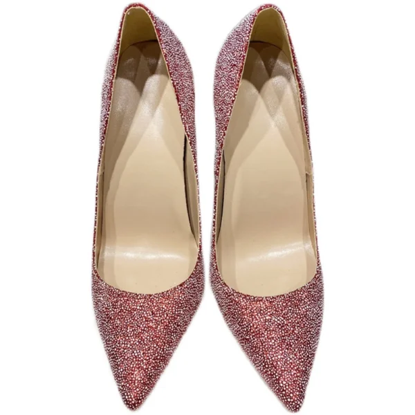 Charmant Rot Geflecktes Abend Pumps 2022 12 cm Stilettos Spitzschuh Pumps Hochhackige