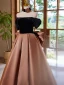 Elegant Brown Satin Prom Dresses 2024 Ball Gown Off-The-Shoulder Short Sleeve Backless Bow Floor-Length / Long Prom Formal Dresses