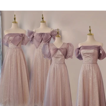 Chic Beautiful Blushing Pink Glitter Bridesmaid Dresses 2023 A Line Princess Short Sleeve Backless Tea Length Bridesmaid Dresses