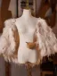 High-end Jaw-dropping Champagne Handmade  Feather Tassel Evening Party shawl 2026
