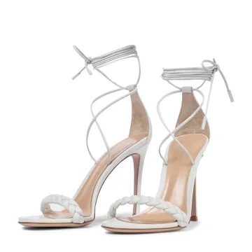 Sexy Witte Avond Sandalen Dames 2022 11 Cm Naaldhakken Stiletto Enkelband Peep Toe Sandalen Hoge Hakken