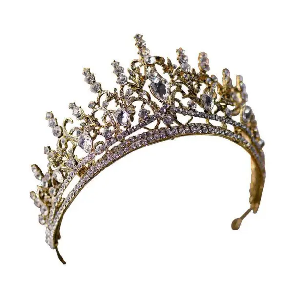 Vintage / Originale Charmant Blanche Faux Diamant Mariage Accessoire Cheveux Mariage Tiare 2022 Zircon Alliage Tiare