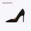 Fashion Fuchsia Suede Prom Pumps 2023 Leather 10 cm Stiletto Heels Pointed Toe Pumps High Heels