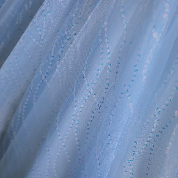 Fashion Sky Blue Beading Sequins Prom Dresses 2023 Ball Gown V-Neck Bow Short Sleeve Backless Floor-Length / Long Prom Formal Dresses