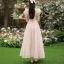 Modest / Simple Blushing Pink Bridesmaid Dresses 2022 A-Line / Princess Backless Bow Floor-Length / Long Bridesmaid Wedding Party Dresses