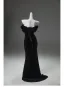Haut de Gamme Noire Velours Robe De Soirée 2025 Trompette / Sirène Bustier Sans Manches Dos Nu Train De Balayage Soirée Robe De Ceremonie