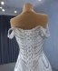 Luxe Blanche Fait main Perlage Perle Faux Diamant Paillettes Robe De Mariée 2024 Trompette / Sirène Bustier Sans Manches Dos Nu Train De Balayage Mariage