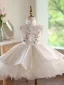 Vintage / Retro Ivory Appliques Beading Pearl Sequins Birthday Flower Girl Dresses 2026 Ball Gown Sleeveless Backless Short