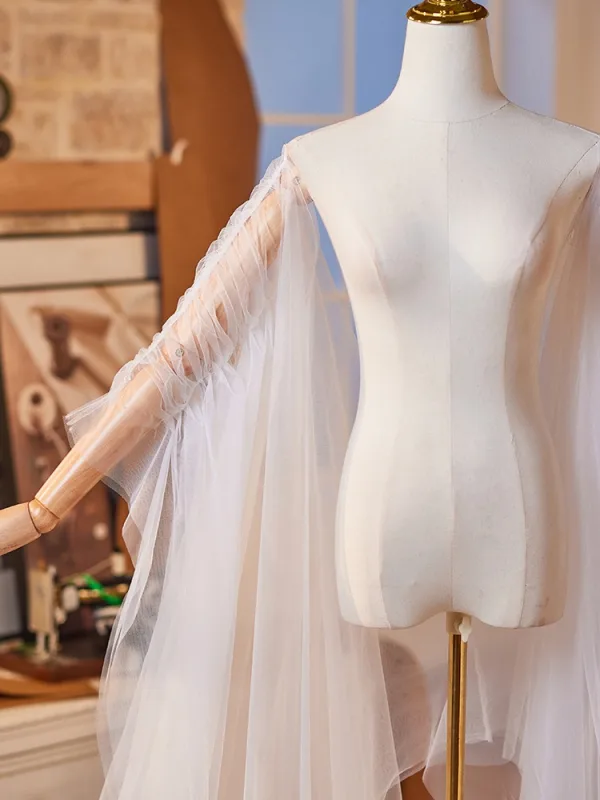 Minimalist White Handmade Tulle Evening Party shawl Accessories 2025