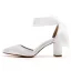 Fashion Ivory 7 cm Thick Heels Pointed Toe Wedding Shoes 2024 Ankle Strap Wedding Sandals High Heels