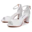 Schöne Weiß Freizeit Sandalen Damen 2024 Knöchelriemen 7 cm Thick Heels Peeptoes Sandaletten Hochhackige