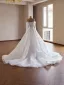 Luxus / Herrlich Weiß Handgefertigt Pailletten Spitze Blumen Brautkleider / Hochzeitskleider 2026 Ballkleid Off Shoulder Lange Ärmel Rückenfreies Kapelle-Schleppe