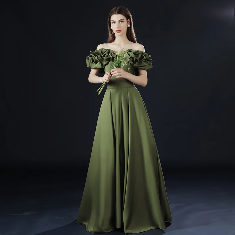 slim fit dress slacks Olive Tulle A-Line Formal Dress Party Gown with Short Sleeve Olive / 26W