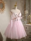 Sexy Pink Perle Geburtstag Partykleider 2022 A Linie Spaghettiträger Ärmellos Rückenfreies Schleife Kurze Cocktail Festliche Kleider