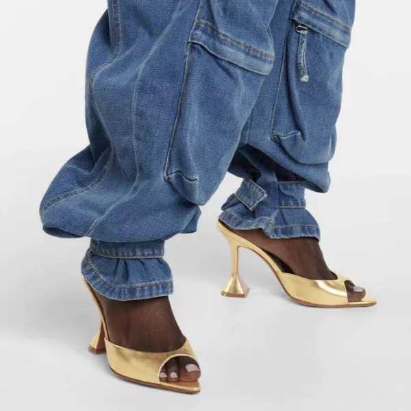 Chic / Beautiful Gold Street Wear Womens Sandals 2022 9 cm Stiletto Heels Open / Peep Toe Sandals High Heels