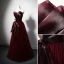 Charming Burgundy Bow Evening Dresses 2023 A-Line / Princess Strapless Sleeveless Backless Floor-Length / Long Evening Party Formal Dresses