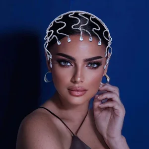 Bling Bling Srebrny Wykonany Ręcznie Rhinestone Ślub Ozdoby Do Włosów Ślubne 2023